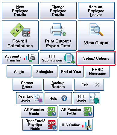 Location of Setup/Options