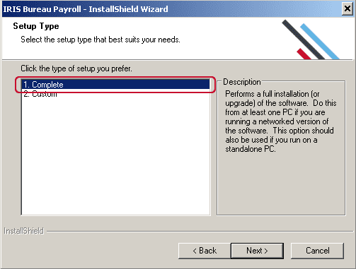 Install wizard set up options
