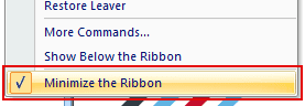 Minimize the ribbon
