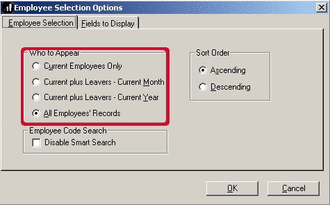 IPPConfig Emp2 | How to display leavers on the "Select Employee" list