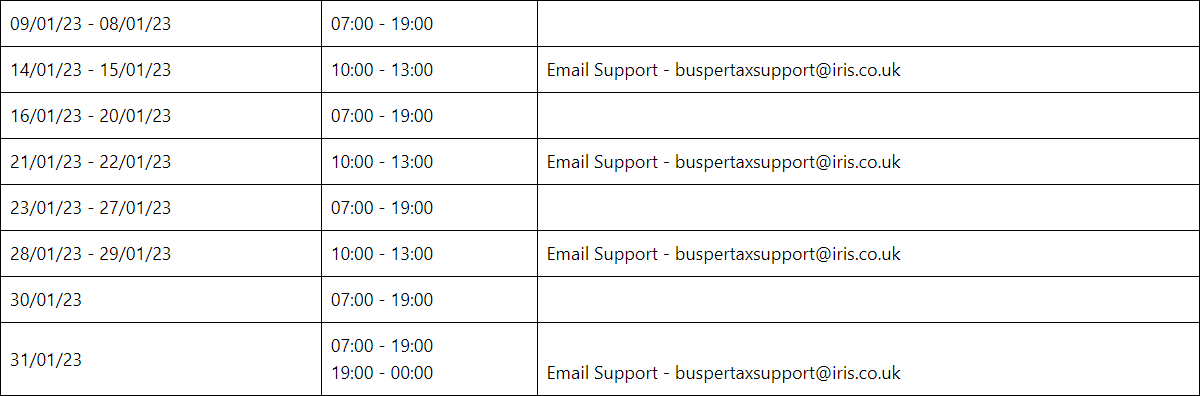 extended hours 2 | IRIS Accountancy Suite Support - Support Guide