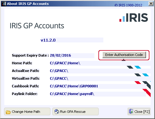GPA HlpAbtlc 2 | How to Enter New Authorisation Code - IRIS GP Accounts