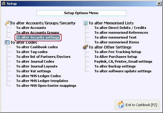 alter security settings for GP accounts