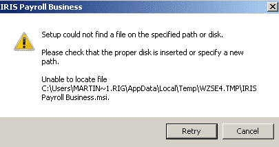 setup could not find a file on the sepcified path or disk .please check that the proper disk is inserted or specify a new path unable to locate file msi