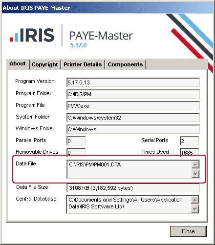 about paye master window