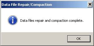 data file repair compaction data files repair and compaction complete