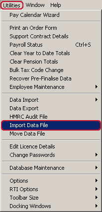 Utilities - Import data file