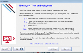 Employee type of employment NSR03 wizard