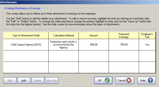 Populated attachment window GP Payroll