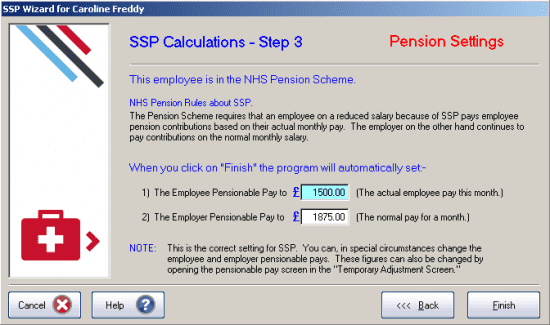 GP Payroll SSP Calculations Step 3 - Pension settings