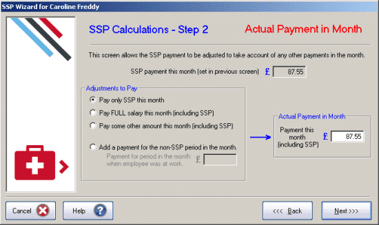 GP Payroll SSP Calculations Step 2 Actual Payments in Month
