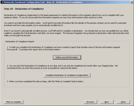 resizedimage550437 Mul AECnf 11 | AE Config Tool - Step 10 - Declaration of Compliance (register) for The Pensions Regulator