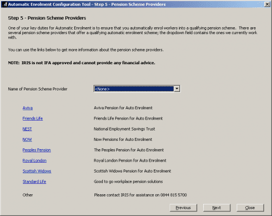 resizedimage550437 Mul AECnf 6 | AE Config Tool - Step 5 - Choose your pension provider