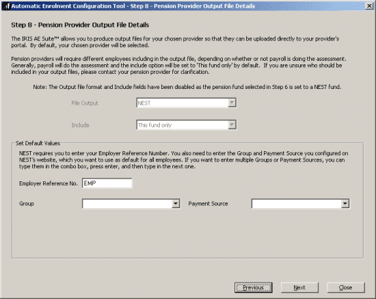 resizedimage550437 Mul AECnf 9 | AE Config Tool - Step 8 - Pension Provider output file details