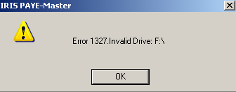 Error 1327 Invalid Drive Error installing software
