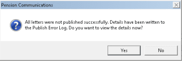 all letters were not published successfully details have been written to the publish error log do you want to view the details now