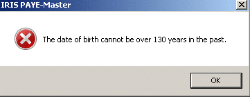 The date of birth cannot be over 130 years in the past