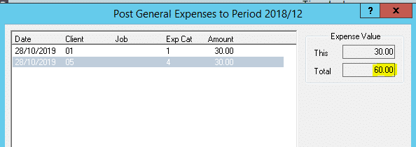 running total | Running total on posting disbursements/expenses on Time