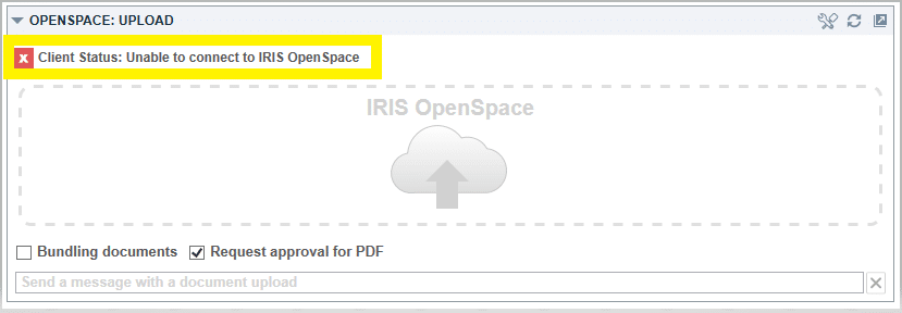 unable connect | OS-108: Client Status: Unable to connect to IRIS OpenSpace