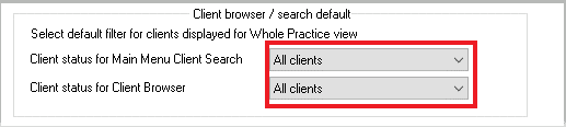default options | Clients not appearing in client search through the main IRIS dashboard