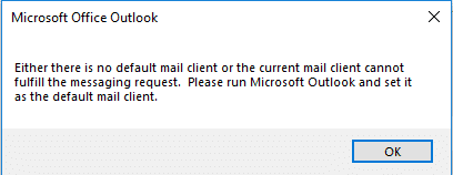 microsoft office outlook | Error sending a test e-mail regarding no default mail client
