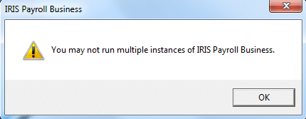 You may not run multiple instances of IRIS Payroll