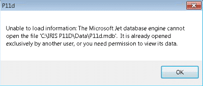 Unable to load information The microsoft JET database engine cannot open the file it is already opened exclusively by another user or you need permisison to view its data