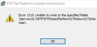 image 4 | Error 1315 - Unable to write to the specified folder when installing PTP Products on a network
