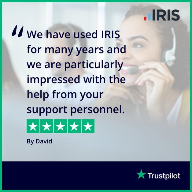 Trustpilot Support David | Thank you - IRIS Elements Cashbook