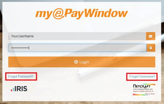 myePayWindow forgot username and password | My ePay Window