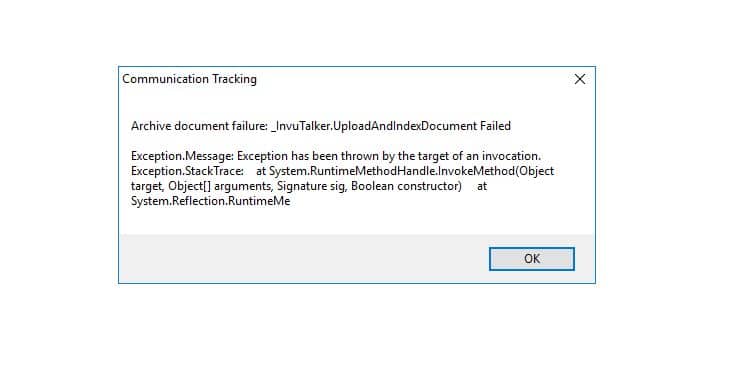 Communication Tracking error | IAS - 84839 : Personal Tax crashing with "Archive document failure" when indexing multiple documents from Tax to IRIS Docs