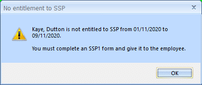 No entitlement to SSP