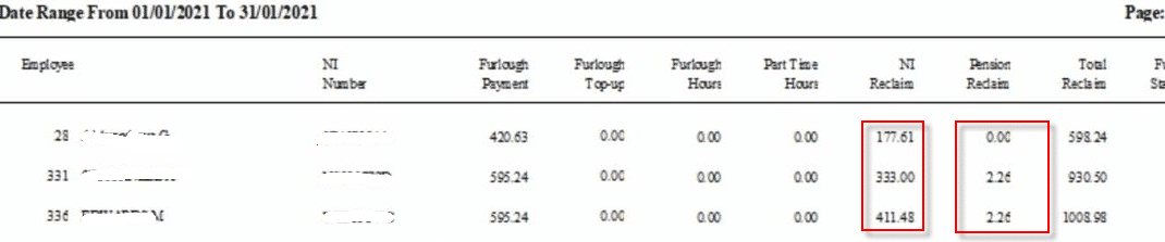 E32 FurNIClm 1 | Earnie: Furlough Report File Issue with employers NI and Pension reclaim