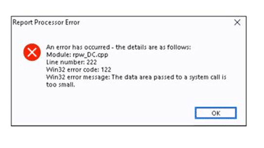 image 5 | ias-11122 - Report Processor Error Win32 error code: 122 when printing 64-8 and R40 reports.