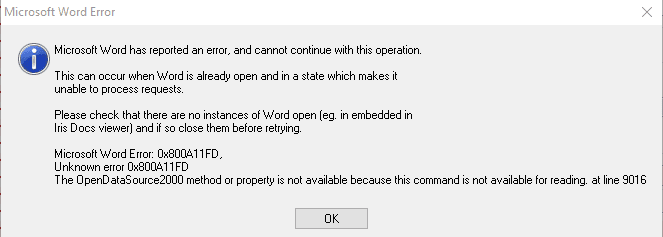 image 12 | Microsoft Word OpenDataSource 2000 Error When Generating Automail Letters