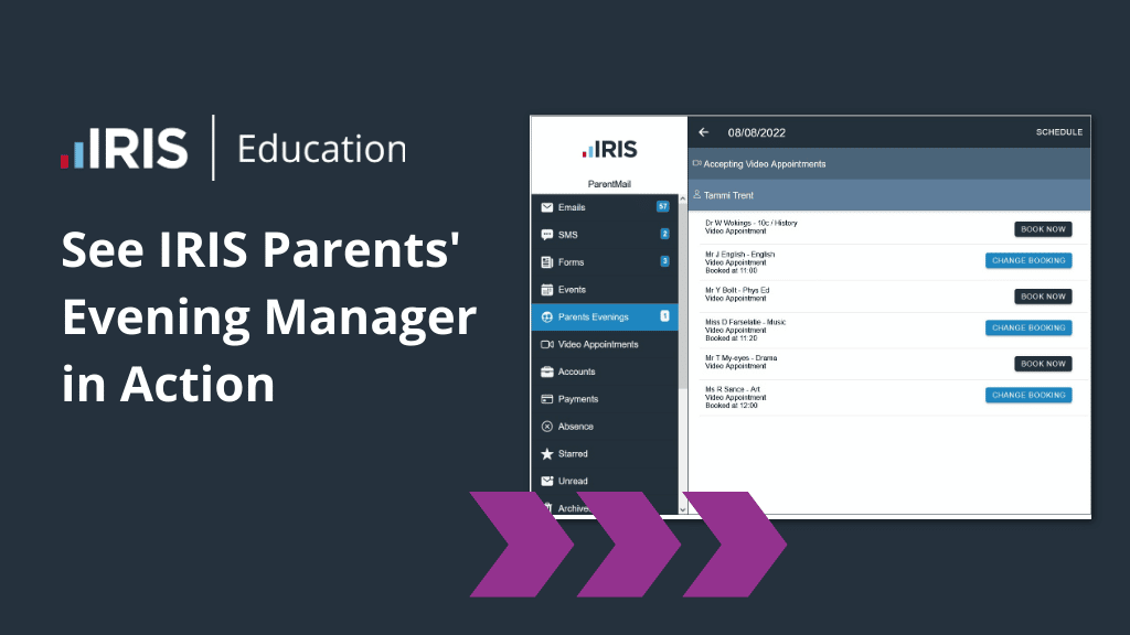 IRIS PEM webinar webpage | See IRIS Parents' Evening Manager in Action