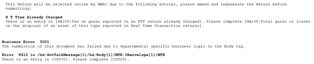 image 1 | Personal Tax- 3001 8412 Entry in CGT30(22), complete CGT29(21). Entry in SA108 tax on gains RTT already charged