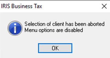 image 30 | Business Tax- Selection of Client has been aborted
