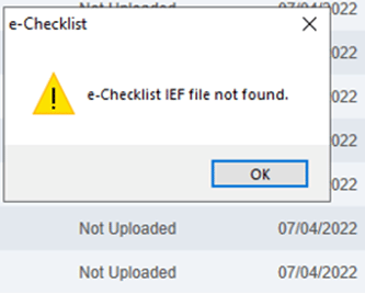 image 3 | Personal Tax- Echecklist IEF file not found/ Physical file not found / Doc does not exist on disk