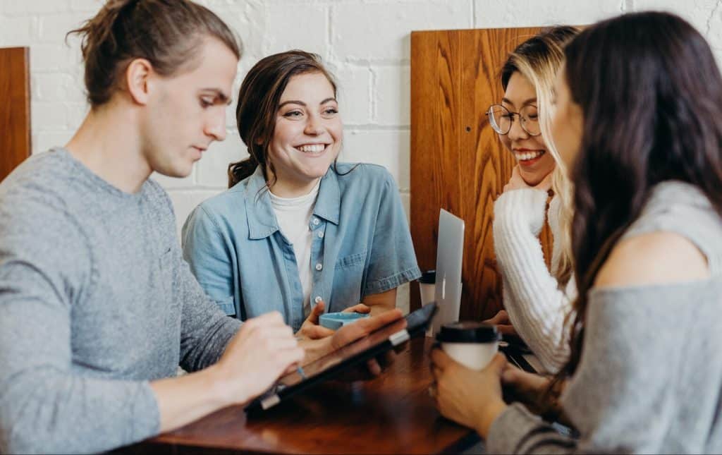 Group of people in conversation