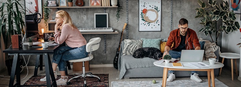 young couple working from their home office during | What is a Lazy Girl Job? Work smarter, not harder!