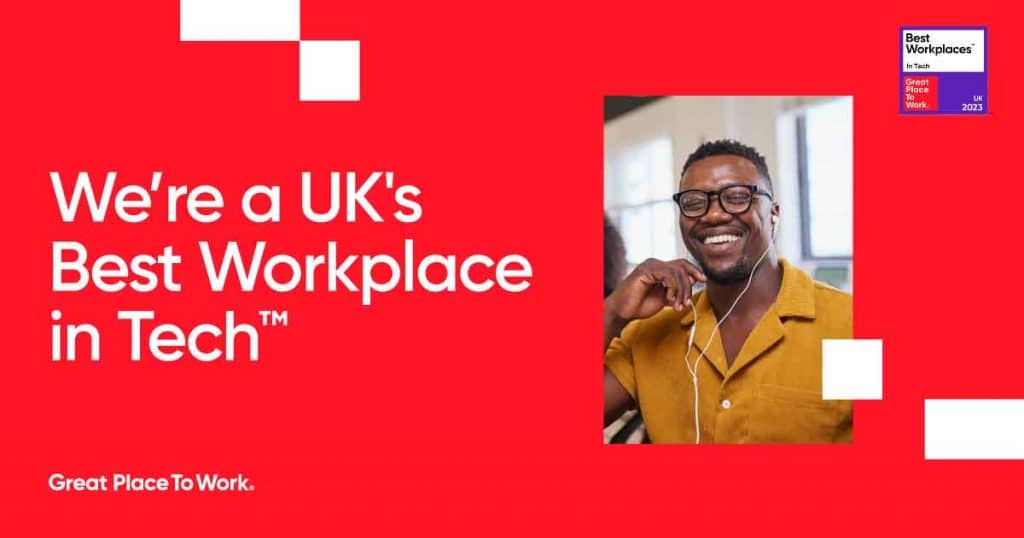 We're a UK's Best Workplace in Tech banner