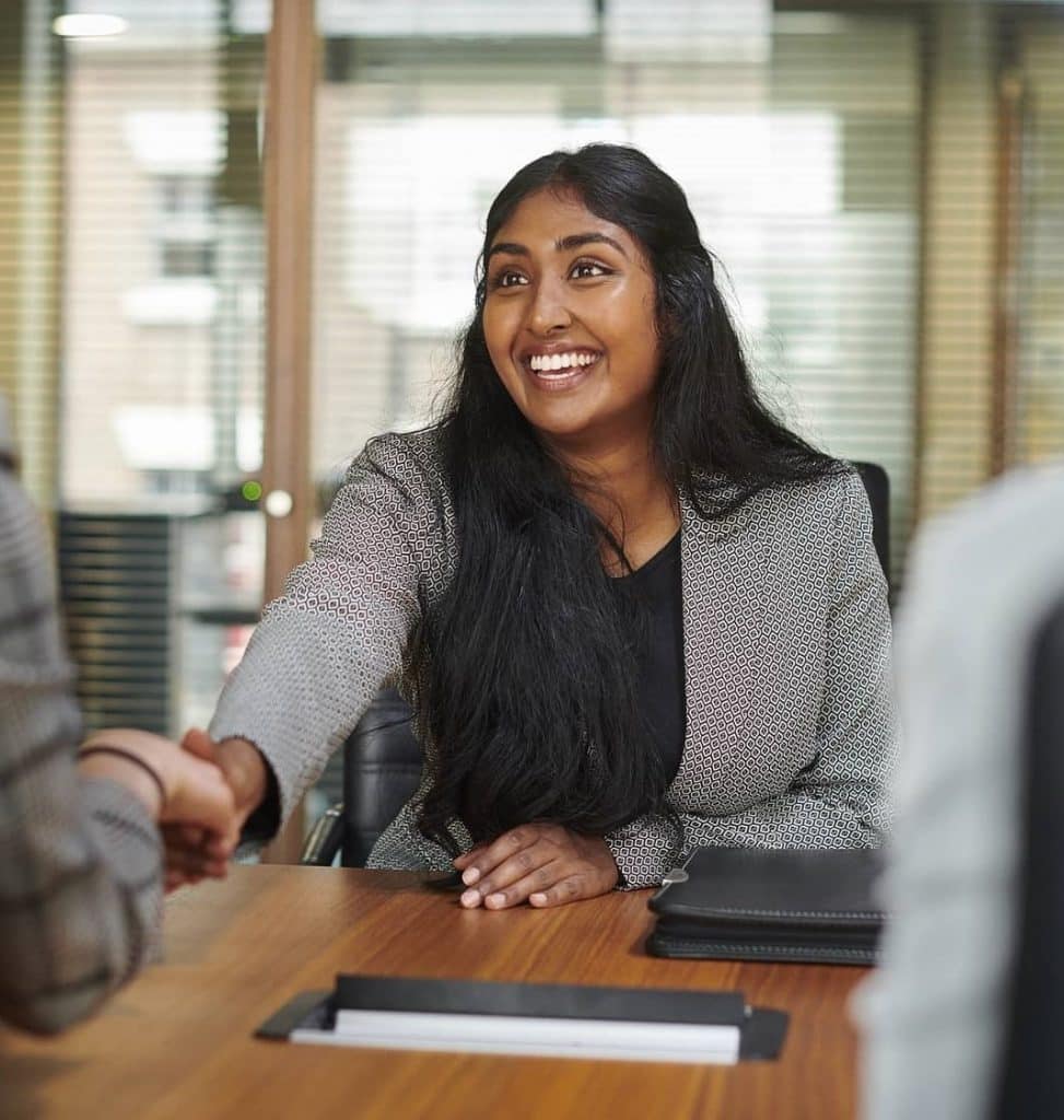 Happy woman accepting a new job opportunity