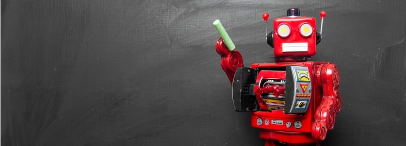 big red robot toy teaches his | AI in education: will the future be forever changed?