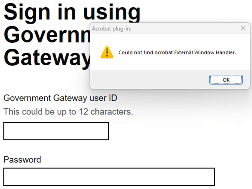 image 58 | VAT Filer/ Personal Tax- SCRIPT ERROR, Line 37/25 Char: 5 Unable to get property signature of undefined/null ref OR Could not find Acrobat External Windows Handler