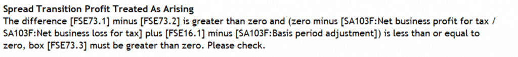 image 3 | Personal Tax- Period Reform: Spread Transition Profit arising, Difference FSE73.1 minus FSE73.2 etc and 3001 8611