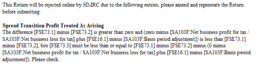 image | Personal Tax- Period Reform: Spread Transition Profit arising Difference FSE73.1 minus FSE73.2 and 3001 8614