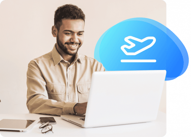 Worker holiday plane happy | Staffology Payroll Features and Integrations