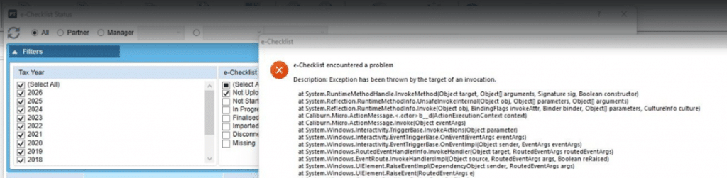 image 12 | Personal Tax- Run a Paper OR E-Checklist and crashes