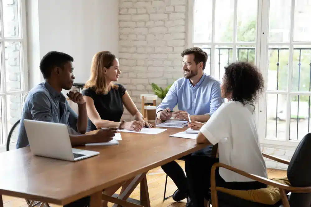 People round a table